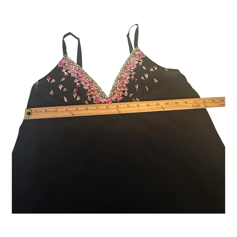 Oscar de la Renta Pink Label Floral Black Chemise Lingerie Night Dress Set M‎